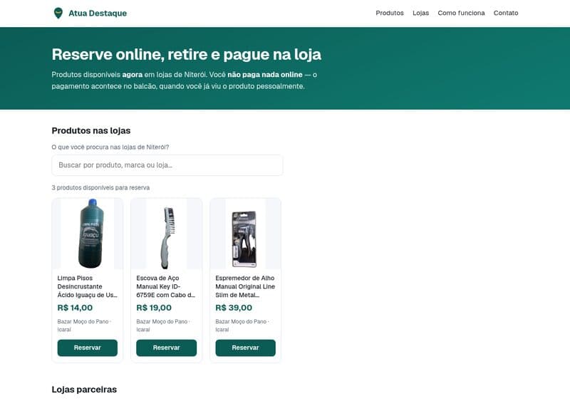 Tela do projeto Atua Destaque