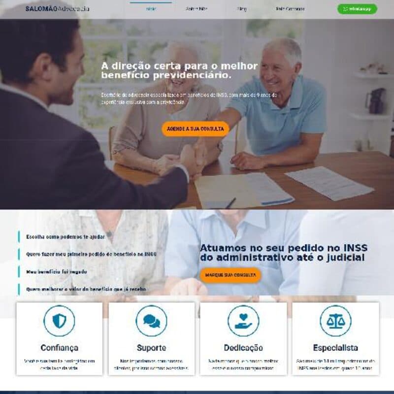 Tela do projeto Salomão Advocacia